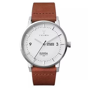 TRIWA Unisex Snow Clinga Silver Case White Dial Brown Leather Watch [TRIWA] Men s Women s KLST109-CL010212 [Item]