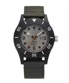 Ремень TRIWA Watch Recycled Campus, японский хаки x черный, TIME FOR SUB OCEANS CAMP, подлинный 10 ATM переработанный морской пластик для мужчин и женщин (унисекс) серый