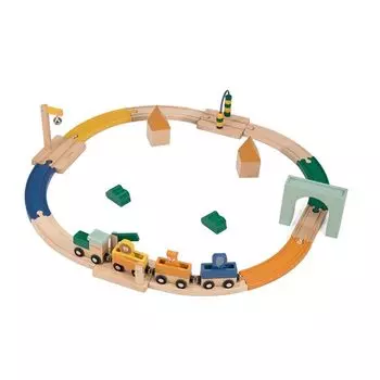 Trixie Rail Set Railway Train Train Wooden Toy Educational Toys Wooden Rail Track Block Building Blocks Present Wooden Railway Set