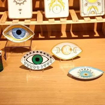 Trkiye Eye Decorative Plate Home Decoration Ornaments Ceramic Jewelry Storage Tray Plates Candy Dish 15.2x9.2x2cm