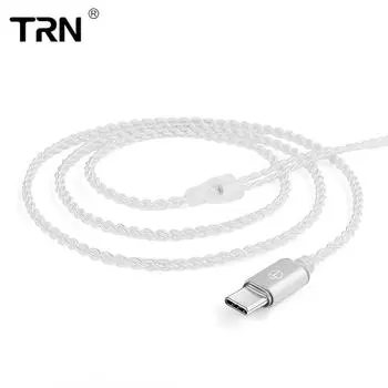 TRN A7 Посеребренный кабель обновления типа C HD Цифровое декодирование с пшеничным кабелем для гарнитуры белый