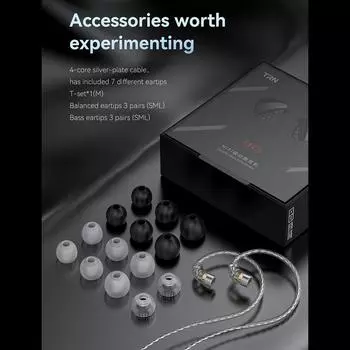 TRN MT3 InEar Monitor Наушники Шумоподавление Stage Динамические Наушники с Двухкамерным Динамиком A чёрный