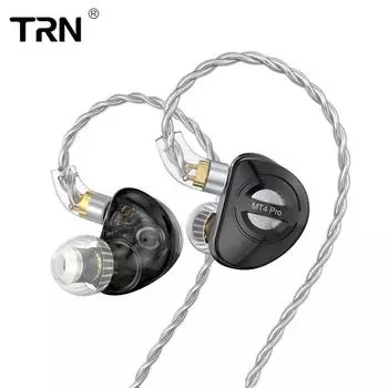 TRN MT4 PRO Обновление Наушники-вкладыши HIFI Наушники с двумя моторами для фильмов Тип-C с пшеничными наушниками 3.5mm without MIC белый