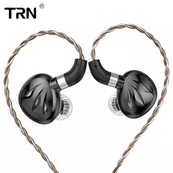 TRN Push Directly Into The Ear - плоские наушники 12 мм Hi-Fi Мониторинг High Federation Scene of The High Federal Scene, Плоские пленочные наушники 3.5mm without MIC чёрный