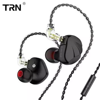 TRN VX Circle Iron Наушники Введите ушную гарнитуру с шестью направляющими Гарнитура для мобильного телефона с пшеничным басом Спортивные наушники 3.5mm without MIC чёрный