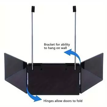 Трёхстороннее зеркало, зеркало для стрижки, трёхстворчатое зеркало для макияжа, саморежущее зеркало, регулируемый крючок. чёрный