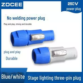 Трёхжильный XLR-шнур питания для сценического освещения с авиационной вилкой 20 А и водонепроницаемым разъемом для светодиодного дисплея XLR socket синий