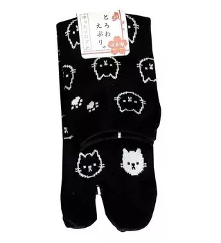 Trois Epri Cat All Over Pattern Loose Elastic Tabi Crew Length Socks Носки черного цвета [Trois Epri] Женские (Женская сборная Японии) 22-25cm чёрный