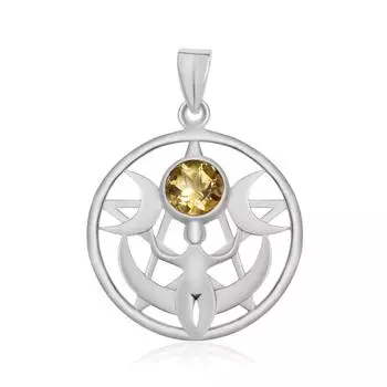 Тройная богиня луны, кельтская пентаграмма, подвеска-пентакль, стерлинговое серебро 925 пробы, натуральный цитрин, драгоценный камень, подвеска для унисекс жёлтый