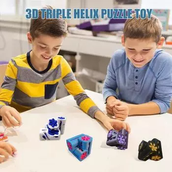 Тройная спираль головоломка игрушка 3D печатный проходной спиральный куб игрушка-фиджет снятие стресса тревожности дети взрослые образовательная мини вихревая нить иллюзия игрушка синий/белый