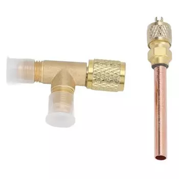 Тройник-адаптер SAE 1/4 дюйма, встроенный сердечник клапана, быстрое соединение, двойное уплотнение для вакуума R22 R12 R134