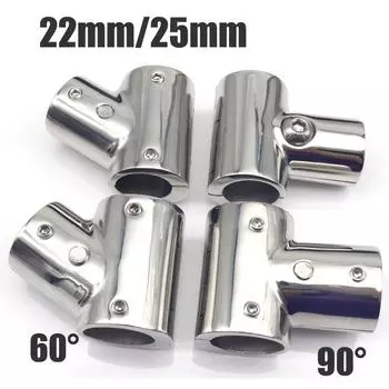 Тройник для крепления лодки 22/25/30 мм, тройник из нержавеющей стали, разъемный тройник 60/90 градусов для крепления поручня на лодке