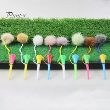 Тройники для гольфа Пластиковая длинная тройка для гольфа с плюшевым помпоном и веревкой Профессиональная тройка для гольфа Аксессуары для гольфа для ковриков для гольфа розовый