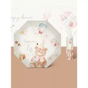 Тройной автоматический зонт от солнца, мультяшный цифровой складной зонт, черный клей, анти-УФ-зонт от солнца