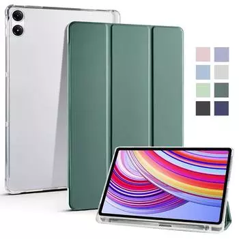 Тройной кожаный мягкий чехол-подставка для планшета Xiaomi Redmi Pad Pro 12,1 Poco Pad, чехол для Redmi Pad Pro, чехол с держателем для ручек Redmi Pad Pro 12.1 мятный зеленый