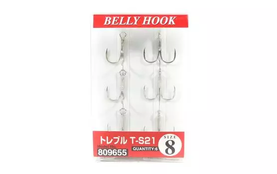 Тройной крючок Decoy T-S21 Т-образные 3-точечные тройные крючки, размер 8 (9655)