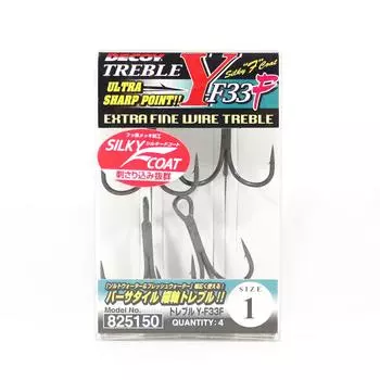 Тройной крючок Decoy Y-F33F Тройные крючки из тонкой проволоки, размер 1 (5150)