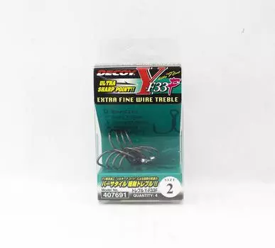 Тройной крючок Decoy Y-F33F Тройные крючки из тонкой проволоки, размер 2 (7691)