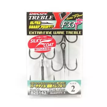 Тройной крючок Decoy Y-F33F Тройные крючки из тонкой проволоки, размер 2 (5143)