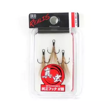 Тройной крючок Duo Shinmushi с перьями, коричневый, размер 10, 3 шт./упак. (3156)