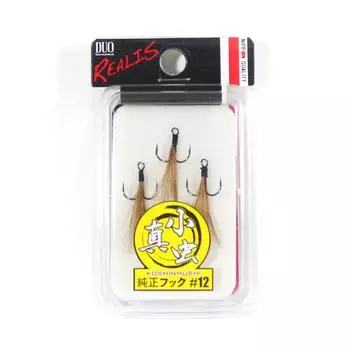 Тройной крючок Duo Shinmushi с перьями, коричневый, размер 12, 3 шт./упак. (3187)