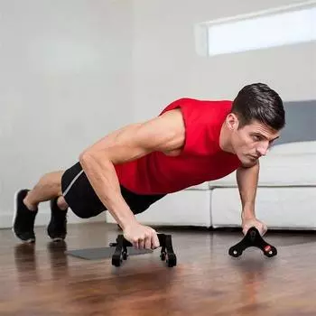 Тройной ролик для живота, автоматический бесшумный тренажер для брюшного пресса, тренировка мышц рук для похудения, домашний тренажерный зал + коврик + скакалка чёрный