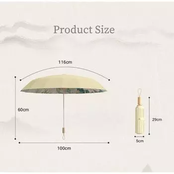 Тройной складной ручной зонт от солнца, 16-спицевый зонт, элегантный дизайн, деревянная ручка, зонт от солнца и дождя в стиле ретро