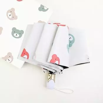 Тройной зонт Lovely Bear, солнечный и дождливый зонтик для женщин и девочек, черные резиновые армированные складные автоматические зонты