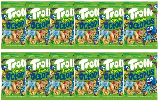Trolley Sour Octopus 100 г x 12 пакетов зелёный