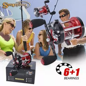 Троллинговые катушки, цельнометаллическое барабанное колесо, сверхпрочная и долговечная рыболовная катушка для лодки, ловли морского карпа 40