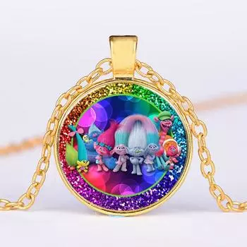 Trolls Poppy New Branch Diamond Biggie Harper Figures Plush Pvc Doll Toys Kid 1pc Necklace,One Size