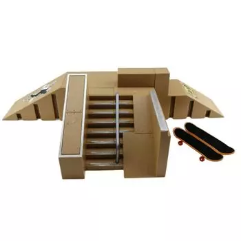 Tropchou Finger Skate Park Kit Slope Fingerboard Finger Skateboard Toy с 2 деками (коричневый)