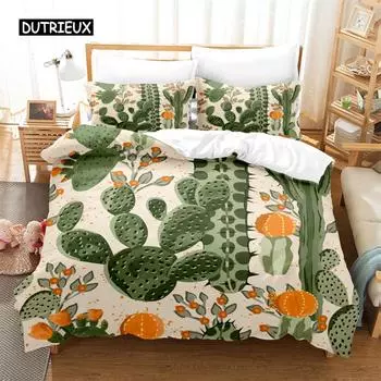 Tropical Cactus Bedding Set Duvet Cover Set 3d Bedding Digital Printing Bed Linen Queen Size Bedding Set Fashion Design EU single(135x200cm)