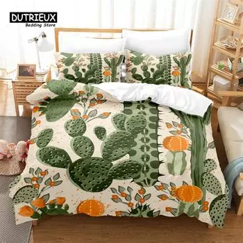 Tropical Cactus Duvet Cover Set, Cactus Bedding Set, Soft Comfortable Breathable Duvet Cover, For Bedroom Guest Room Decor EU single(135x200cm)