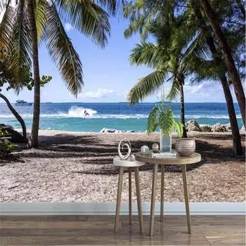 Tropical Coconut Tree Beach Natural Scenery 3d Wall Paper Home Decor Mural Bedroom Decor Wallpaper 200 cm(W) x 140 cm(H)