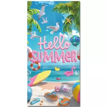 Tropical Design Hello Summer Hawaiian Backdrops Cartoon Party Hanging Banner Beach Weddings