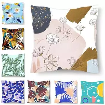 Tropical Plant Leaf Pattern Cushion Cover Car Living Room Sofa Cushion Cover Luxury Home Decoration Pillow Cover 40x40cm