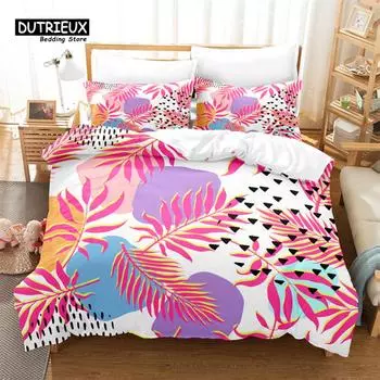 Tropical Plants Duvet Cover Set, Fashion Bedding Set, Soft Comfortable Breathable Duvet Cover, For Bedroom Guest Room Decor EU single(135x200cm)