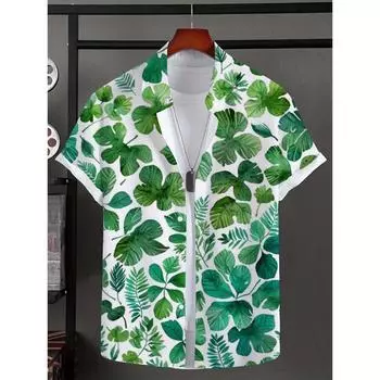 tropical plants Men s Shirt 3D Print Shirts Beach Vacation Tops Summer Hawaiian Short Sleeve Shirts Casual Shirts Men Clothing S