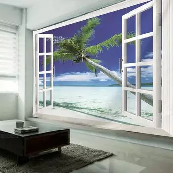 Тропическая атмосфера, серия кокосовых пальм, гобелен с принтом, пейзаж, гобелен, настенное художественное украшение, настенный гобелен для спальни 95*73cm