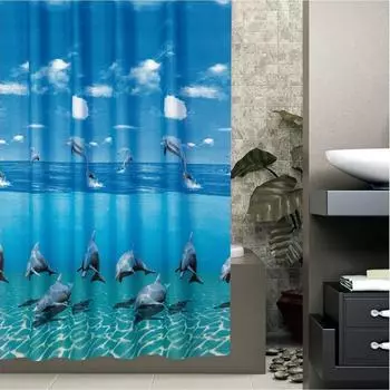 Тропическая занавеска для душа для ванной с двойными створками - 2 шт.