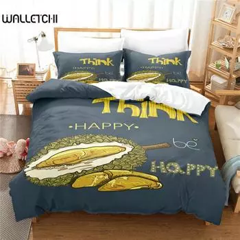 Тропические фрукты дуриан пододеяльник микрофибра комплект постельного белья 3D принт пододеяльник с наволочками король для подростков взрослый спальня декор EU single(135x200cm)