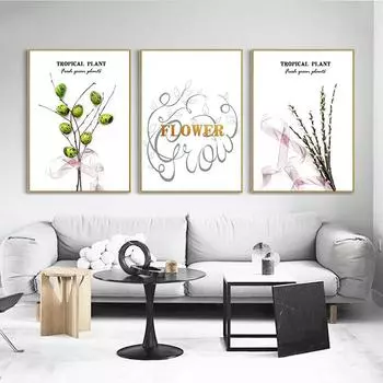 Тропические растения, настенная живопись на холсте, цветок, принты плакатов, скандинавский стиль, минималистичный цветочный рисунок для гостиной, Декор в спальню 21cm30cm NoFrame