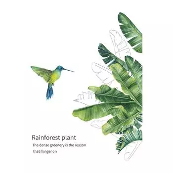 Тропические растения Птицы Наклейки на стену Спальня Гостиная Украшения Настенные наклейки