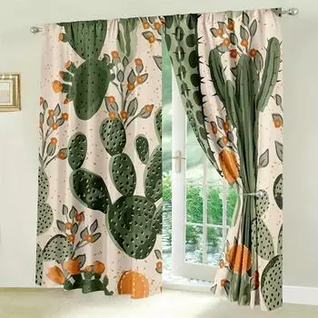 Тропические растения Зеленые листья Тонкие шторы для гостиной Спальня Домашний декор Индивидуальная печать Современные окна Шторы Жалюзи 100W130H(CM)40x51in&rod pocket
