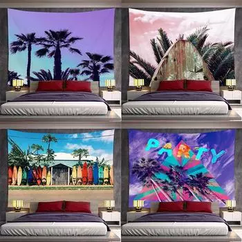 Тропический лес Кокосовая пальма Гобелен Офис Гостиная Украшения Дома Настенный гобелен 100x75cm