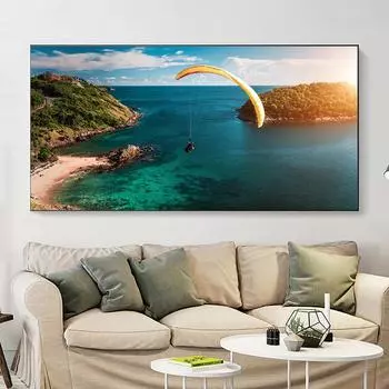 Тропический параплан, морской пейзаж, холст, картина, пейзаж, парашютист, летающие постеры и принты, настенные художественные фотографии, домашний декор без рамки 20cm40cm No Frame
