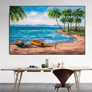 Тропический райский остров, пляж, масло, холст, картина, пейзажные постеры и принты, настенная художественная картина для гостиной, домашний декор, без рамки 21cm30cm NoFrame