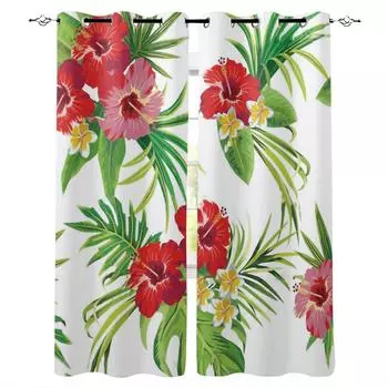 Тропики, художественные тропические леса, цветы, растения, оконные шторы для гостиной, декоративные предметы, полиэстер для гостиной, товары для дома 135W x 60H(cm)