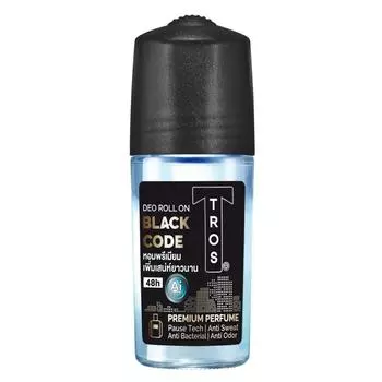 Tros Deo Roll On Black Code, Парфюм премиум-класса, Pause Tech Anti Bacteria, Anti Sweat Anti Sodor, 45 мл. 45 ml.